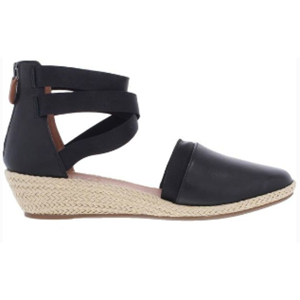 Gentle Souls by Kenneth Cole Women's Noa-Beth Leather Espadrilles Wedges Black